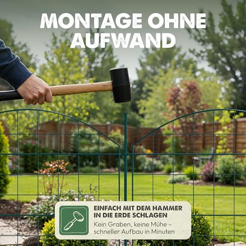 LAINFELD Teichzaun Komplettset | 20 Zaunelemente aus Metall mit Pfosten | Poolzaun für Kinder Steckzaun Gartenzaun zum Stecken flexibel Garten Zaun