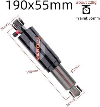 Eawfgtuw Bicycle Air Shock Absorber Bike Suspension System Aluminum Alloy Rear Shock, Bike Suspension System, Off Road Bicycle Shock for Mountain Folding Bikes(190mm)