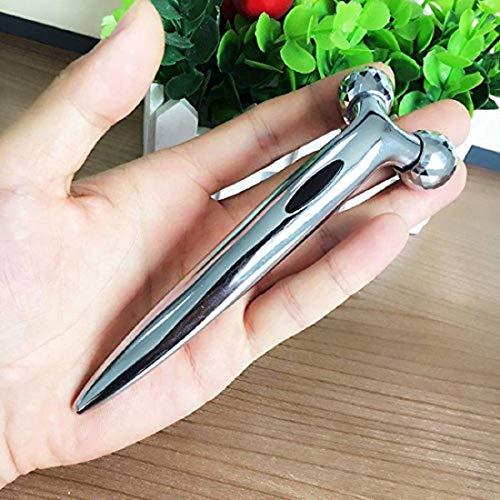 Eazy Sales 3D Manual Roller Massager Face-lift Wrinkle Remover Facial Massage for Relaxation and Skin Tightening Tool (Silver, 14 x 4.8 x 3.6 cm)