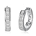 18K White Gold Plated Cubic Zirconia Round Hoop Earrings for Women Teen Girls Silver Earrings Jewelry (A2.Diamater 18mm / Sterling Silver Plated)
