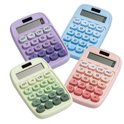 Image of Desktop Colorful Calculator 12 Digit, Dual Solar Power and Battery LCD Display, Easy to Press Big Buttons for Home, Office, School, College Class and Business Use, Pink