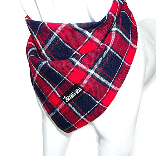 Soft Washable Plaid Bandanas for Dogs and Cats,Adjustable Triangle Bib Comfortable Scarfs for Girl Boy Dogs Puppies (Red&Blue, Small)