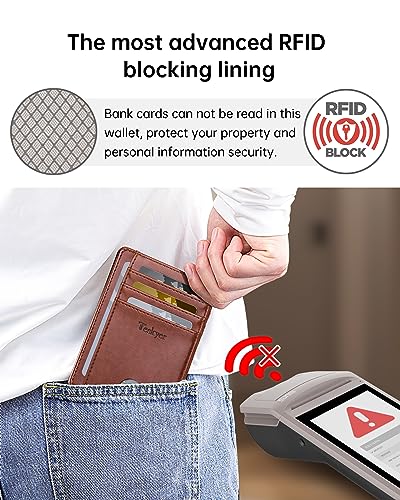 Image of Teskyer Slim Minimalist Wallet for Men, RFID Front Pocket Card Holder | Ultra Slim Front Pocket Design, 8 Card Slots, RFID Protection, Smooth Faux Leather for Everyday Carry