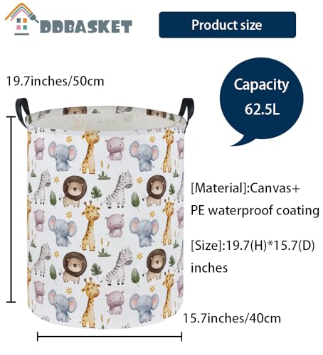 Image of DDBASKE Laundry Basket Animal Hamper for Nursery Cute Storage Bin Organizer Room Decor for Home(Zoo)