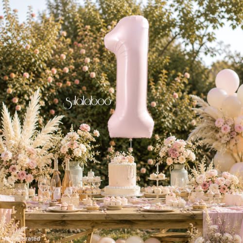 Image of 40 Inch Light Pink Number 1 Foil Big 0-9 Giant Digital Balloon | 1st for Birthday Anniversary Graduation Decorations