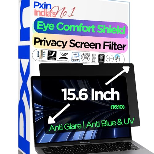 Image of Pxin 15.6 Inch (16:10) Laptop Privacy Screen | Adv. StealthView | Laptop Ultra Privacy | Anti UV | Anti-Glare | Blue Light Block