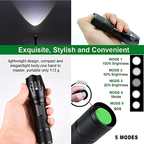 Wsiiroon 1600 Lumen XML-T6 Handhold Waterproof Flashlight