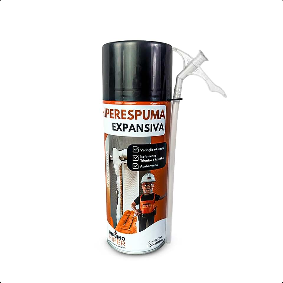 Espuma Expansiva PU 300ml 190g Selante Adesivo Poliuretano Isolamento Térmico Acústico Vedação Portas Janelas Construção Civil