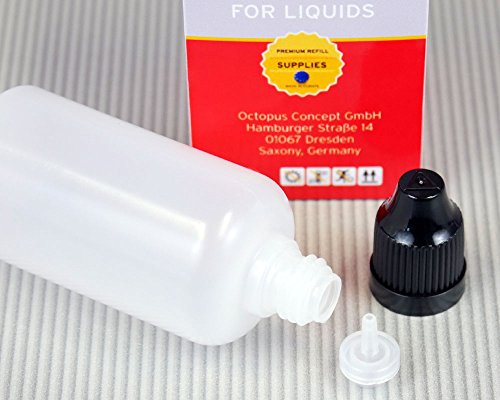 10 x 50 ml Liquidflaschen mit Trichter + Messbecher + Etiketten, z.B. für E-Liquids + E-Zigaretten, LDPE Plastikflaschen… – Bild 4