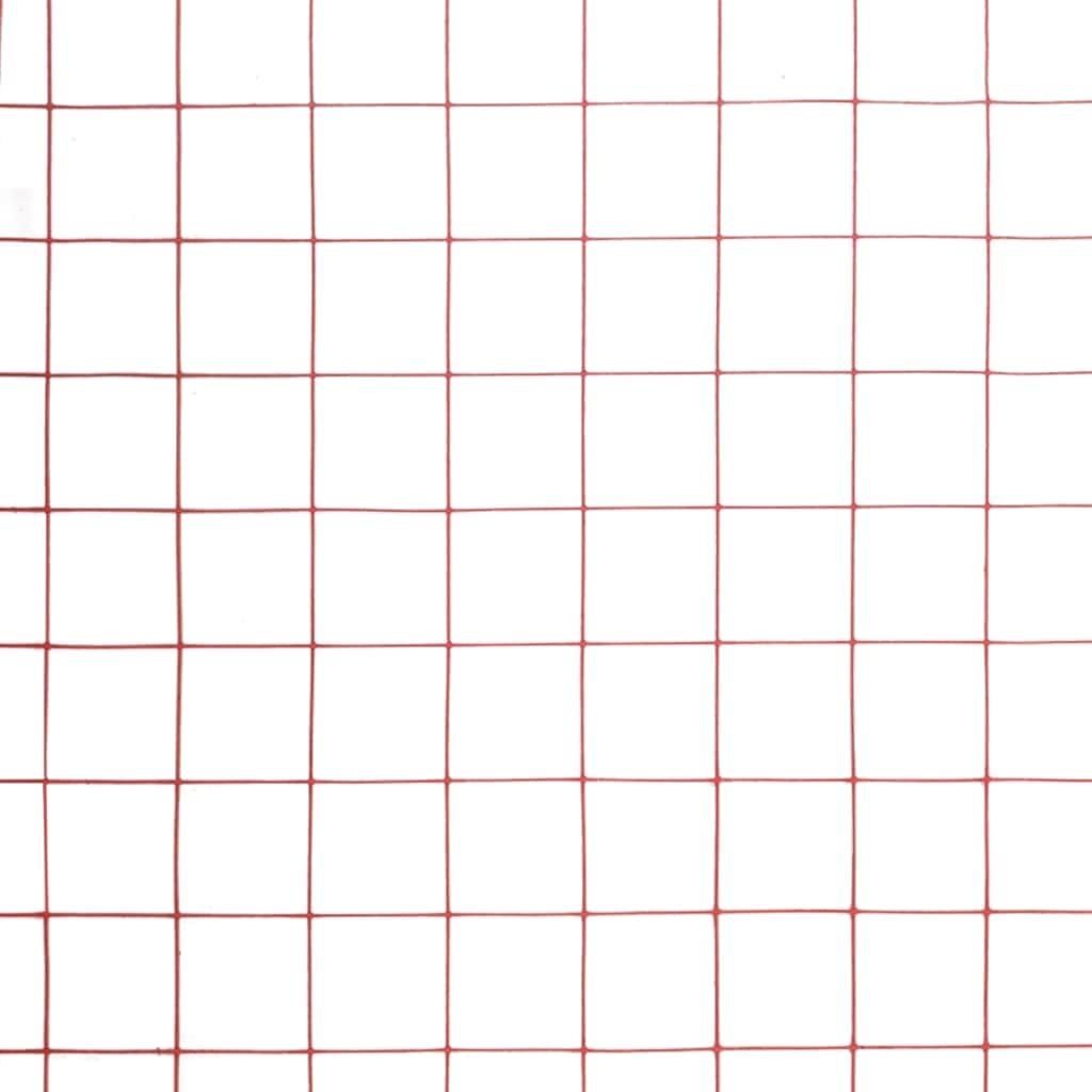 Ogrodzenie druciane ze stali z powłoką PCW, 10 x 1,5 m, czerwone, ogrodzenie ogrodowe z kwadratowymi oczkami 25 x 25 mm, odporne na warunki atmosferyczne i elastyczne, do hodowli zwierząt, grządek