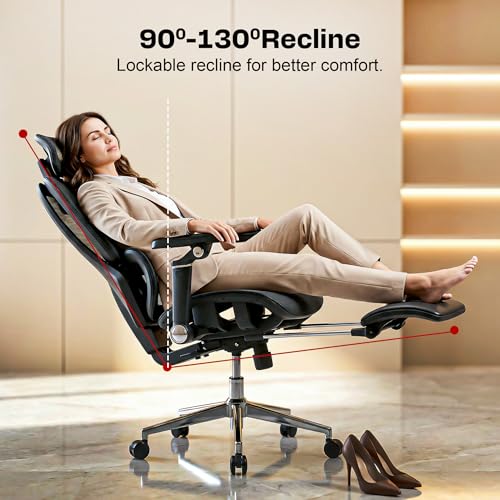 Image of DROGO Magnus Ergonomic Office Chair for Work from Home, Computer Chair with 7D Armrest, Headrest, Curved Lumbar Support, Adjustable Back & Sliding Seat | 130 Recline, Footrest & Aluminium Base(Black)