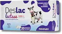 Deslac Lactase 10.000 U.FCC Enzima Digestão Lactose 30 Comprimidos Mastigaveis Maxinutri