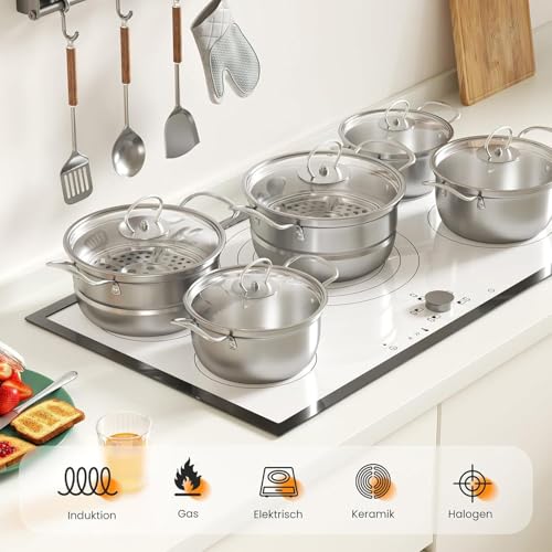 Nonstick Pot Set, Saucepan Kit, Durable Smooth Coating and Heat Resistant Handles, Professional Cookware Ideal for Steaming Vegetables, Stewing Soup, Kitchen, Restaurant Use – Image 4