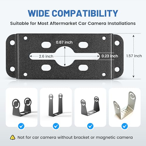Image of EWAY Backup Camera Adapter Bracket for Furrion Pre-Wired RVs System, U-Shaped Aftermarket Rear View Cam Mounting Plate w /Power Pigtail Connector for RV Camper Vans 5th Wheel Trailer Motorhome Mount