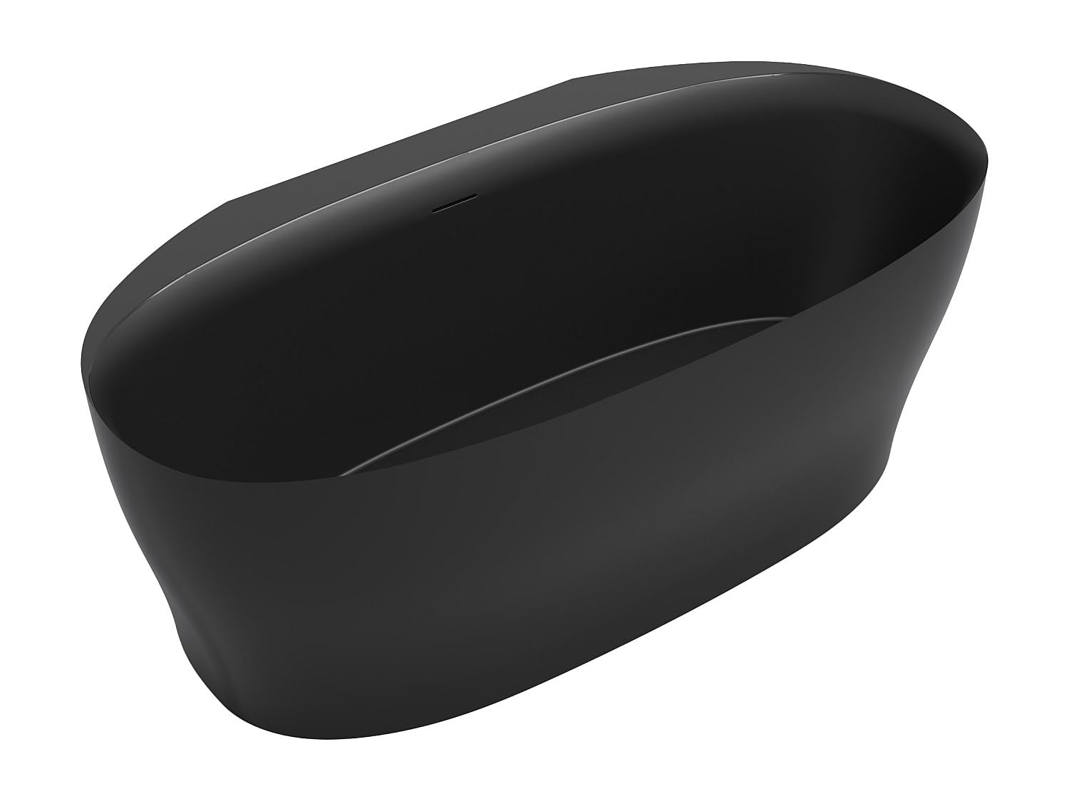 Vente-unique - Bañera semi exenta Lumel - L 160cm x A 80cm x H 58cm - acrílico - negro