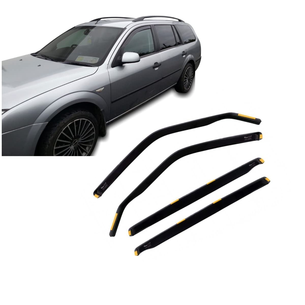 J&J AUTOMOTIVE Windabweiser passend für Ford Mondeo 2001-2007 4tlg, Heko Regenabweiser Vorne Hinten Getönt Dunkel Passform