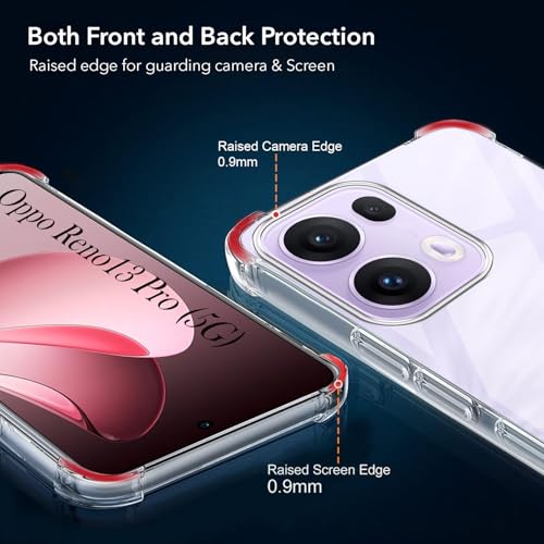 Image of Jkobi Shockproof Crystal-Clear Back Cover for Oppo Reno13 Pro | Oppo Reno 13 Pro (Anti Yellow Case | Drop & Camera Protection | Hard Polycarbonate)
