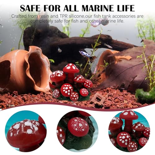 Image of Aquarium Decor Artificial Mushroom - Soft Silicone Ornament for Fish Tanks-Aquarium Plant Landscape Fish Tank Accessories