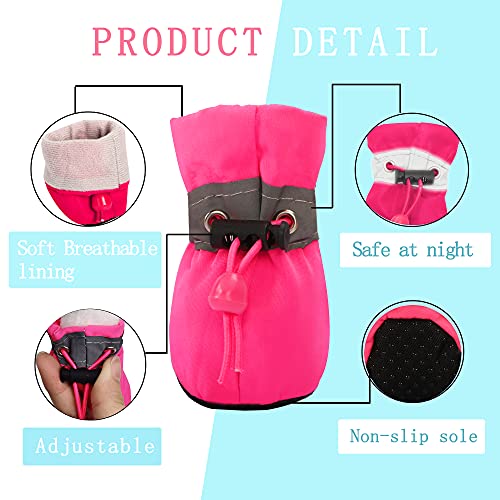 YAODHAOD Dog Shoes for Small Dogs Anti-Slip Dogs Boots & Paw Protector with Reflective Straps Winter Snow Puppy Booties… - Image 6