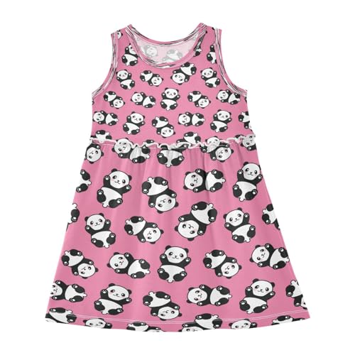Girls Dress Cute Cartoon Panda Sleeveless Dress Summer Cotton Sundress 2T
