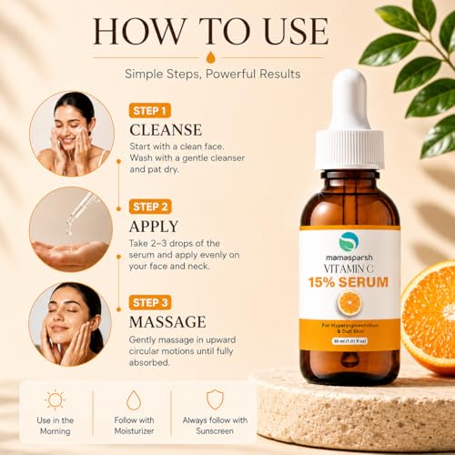 Image of Vitamin C 15% Face Serum for Men & Women, 30 ml | Glowing Skin, Skin Brightening & Hydrating, For Dull & Uneven Skin Tone, Lightweight Daily
