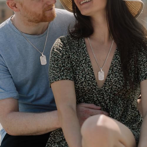 Designer Inspired Iced Out Pendant Necklace Pave Zircons Dog Tag Necklace for Men Women Gift with 20 Inch Chain3