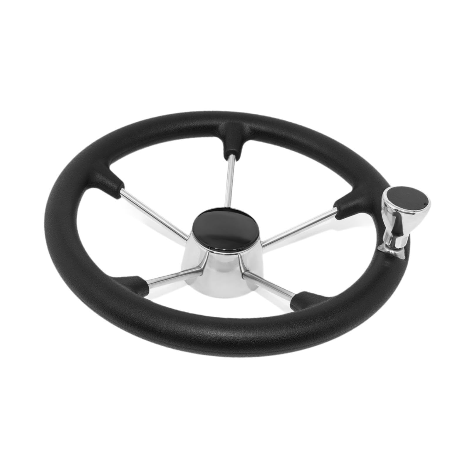Volante Barca Acciaio Inox Stabilità Navale Sterzo Antiscivolo Presa Ergonomica Direzione Solida Adatto a Yacht Mare Barche da Pesca, 35 Cm con Maniglia