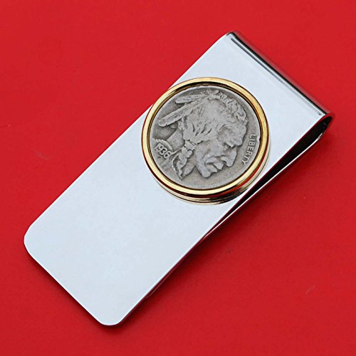 US 1936 Indian Head Buffalo Nickel 5 Cent Coin Solid Brass Two Toned Money Clip New - High Quality4