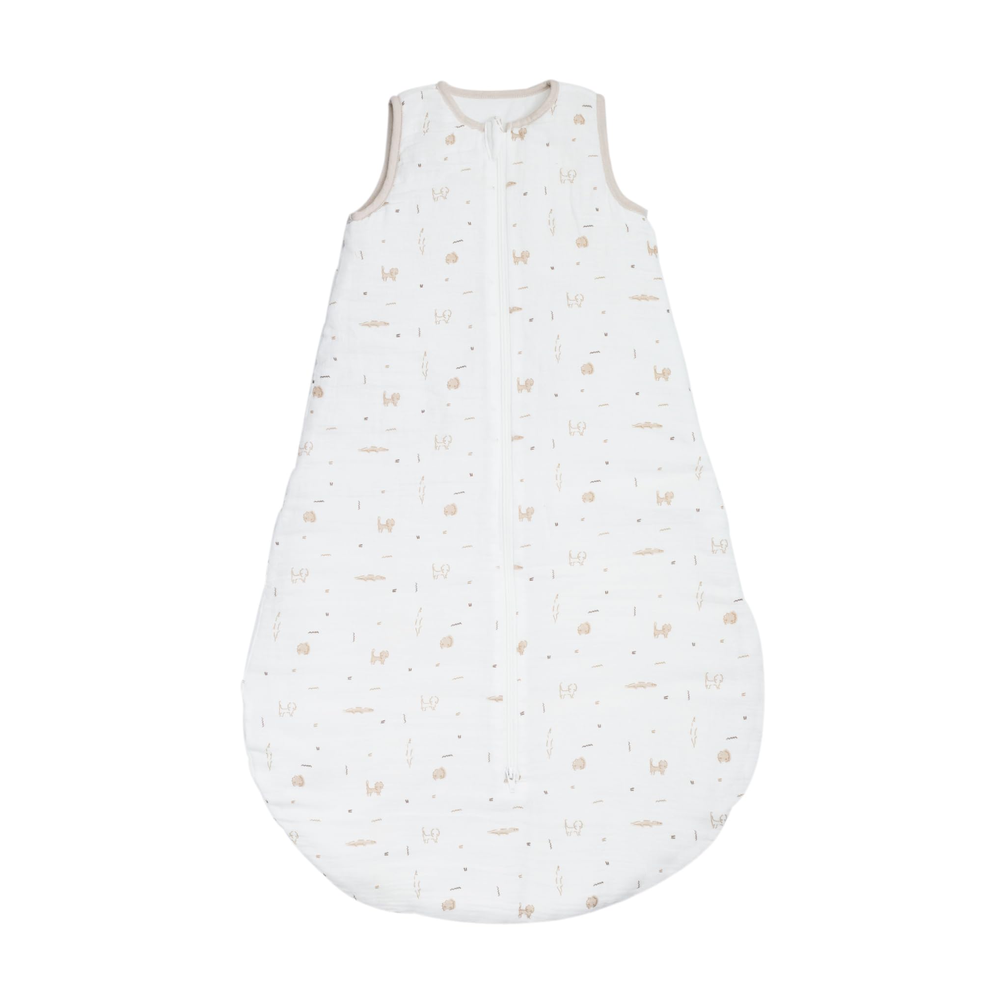 Tres Kilos Sept – Saco de Dormir para bebé Nacimiento, Gasa 100% algodón, diseño Sabana – Blanco – Bordado Arena – Mixto – Apertura con Cremallera
