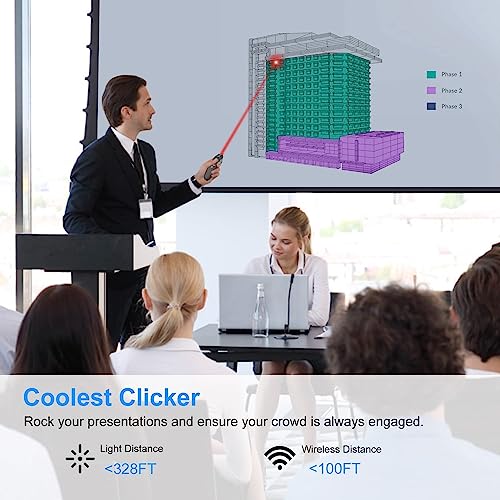Image of COOLCOLD Laser Pointer | Slide Changer with Laser Pointer | Laser Pointer for Presentation | Power Point Clicker USB Wireless 2.4ghz Remote Control for Laptop Slideshow Projector Presentations