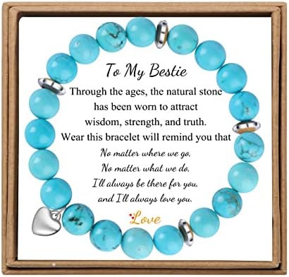 JoycuFF Gifts for Bestie Best Friend Birthday Gifts for Women Gift Ideas Beaded Bracelets Gifts for Girls Healing Crystal Bracelet Gifts for Friendship Jewelry for Friends Inspirational Gift for Her