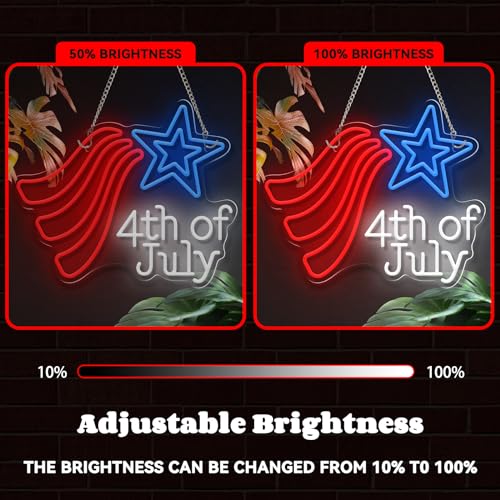 Image of Neon Sign Outdoor for Wall Decor, Dimmable Neon Light Sign for Home Decoration, USB Power Light Home Table Decor for Living Room Dining Table for American Festival Celebration Home Decor 15.7 inchx13 inch
