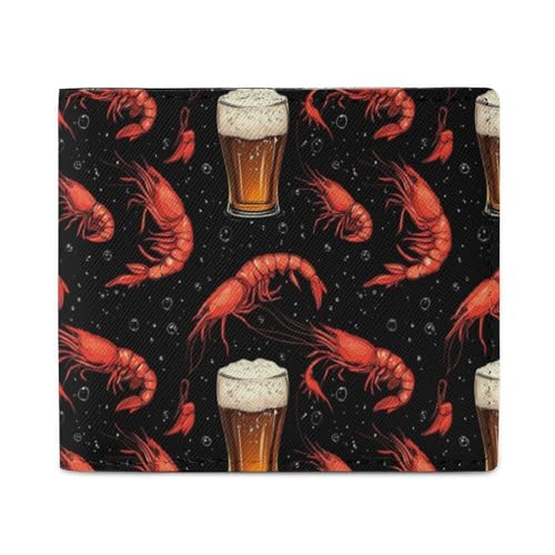 Shrimps Beer Coin Purse PU Leather Bifold Wallet Small Change Purse Pouch Front Pocket Wallets