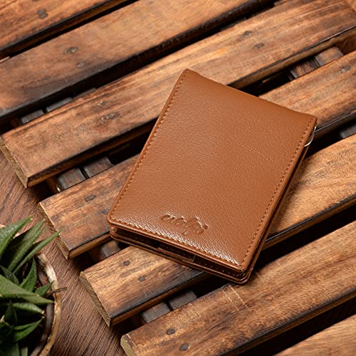 evalgo® Men’s Money Clip Wallet with Card Holders - Genuine Leather, Slim and Minimalist Design, Tan, Minimalist2