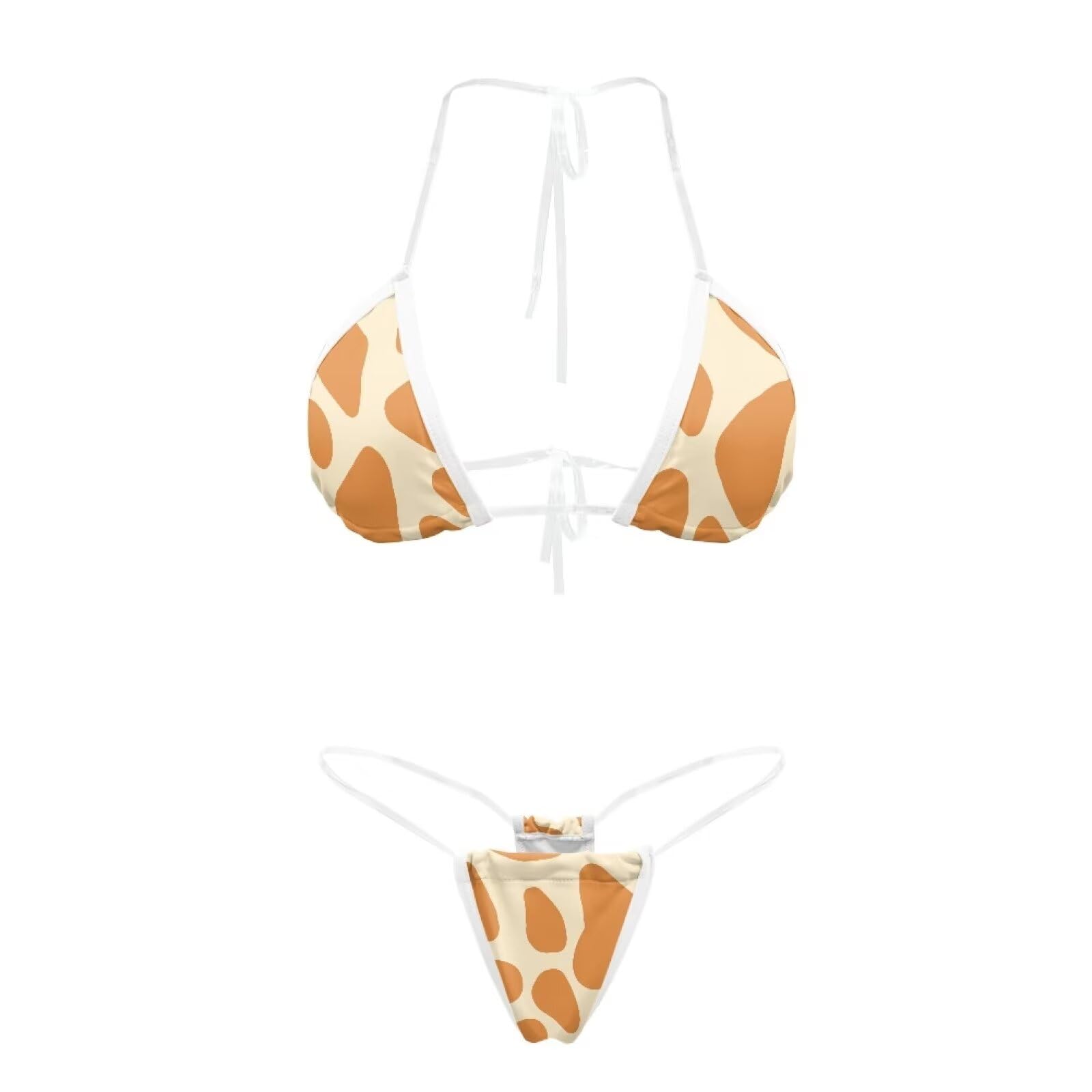 TOADDITDO Giraffe Skin Print Women Thong Bikini Set Cheeky Halter Triangle Transparent String Two Piece Swimsuits Sexy Brazilian Bathing Suit