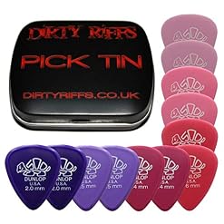 Dunlop Delrin Lot de 12 médiators pour guitare 2 de chaque taille dans une boîte pratique - Les Beatles, Paul McCartney, John Lennon, RIngo Starr, George Harrison