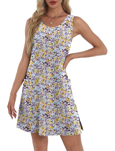 Image of BKRIVE Coverup Summer Dresses for Women 2026 Eyelet Casual Loose Sleeveless Sundresses Tank Dresses with Pockets