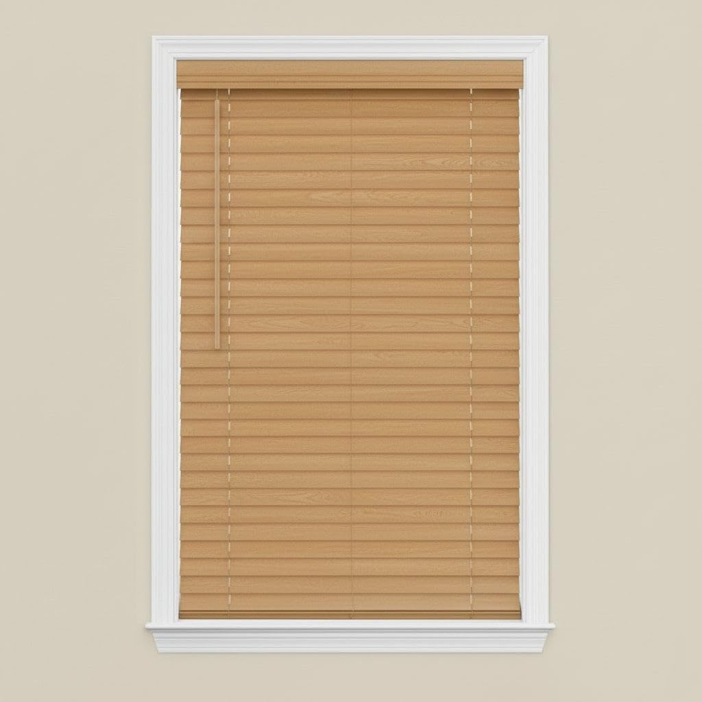 Custom 2" Real Wood Window Blinds – Cordless Lift System, Made to Order, Multiple Colors, Made in USA (Natural)