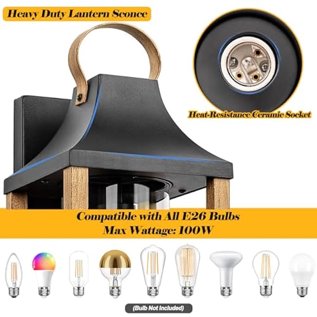 Large Outdoor Wall Light 17 H Modern Rustic Wood Wall Sconce