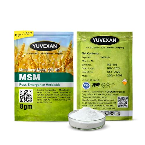 YUVEXAN Cyclosinone Herbicide Metsulfuron l 20% WP |30 Litres of waters 1 pack for 1 Acre Coverage| Selective Weed Killer | Fast Acting, Eco-Safe Weed Terminator Lawns, Gardens Weed Control pack 1