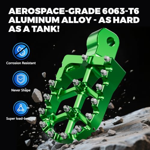 Image of Dirt Bike Foot Pegs CNC for MX650 MX500 SX500, Electric Dirt Bike Heavy Duty Footpegs Rest Pedal for MX 650 500 Green