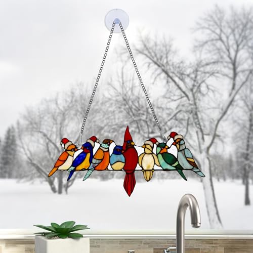 Image of 4 Pcs 20 Inch Stained Glass Window Hanging Chain Suncatchers with Suction Cup Hooks Picture Hanging Chain Metal Stainless Steel Stained Glass Window Panels (Black)