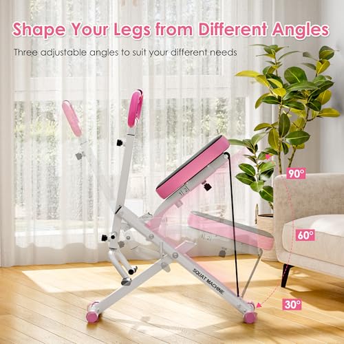 image for DlandHome Squat Machine, Rowing Machine with 3 High-Strength Resistanc