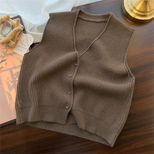 Image of Beralst Women's Button Front V Neck Sleeveless Knit Sweater Vest