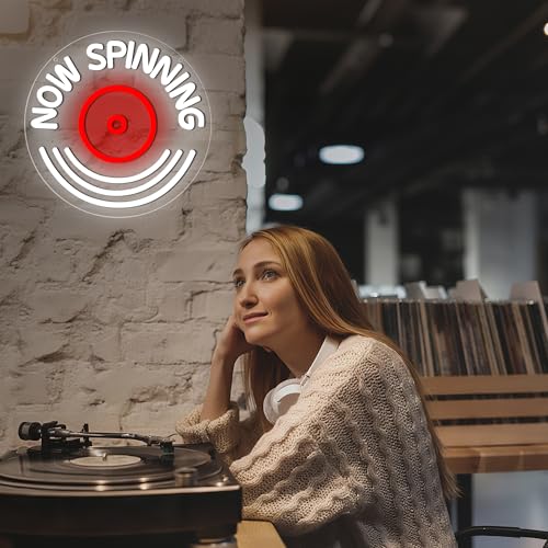 Image of Now Spinning Neon Sign for Wall Decor Music Neon Light for Man Cave