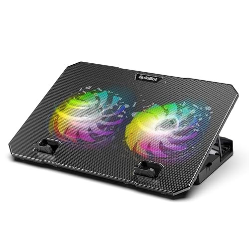 Image of SpinBot Airflow X10 Laptop Cooling Pad with Dual Fans | Low Noise 30dB | 4-Level Adjustable Stand | 2 USB Ports with Speed Control | Cooling Stand for Gaming & Work Laptops up to 17 inch