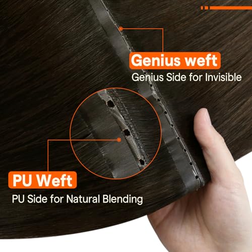 Image of Full Shine Butterfly Weft Hair Extensions Human Hair 20 Inch 50G Dark Brown | Natural Fullness Boost, Invisible PU Hole OVO Weft, Seamless Micro Beads, Human Hair Feel, Daily Volume Blend Solution
