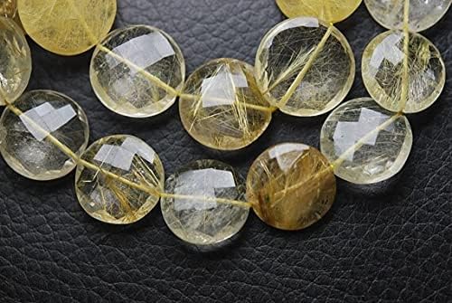 Quartz rutilé doré perles de 8mm à 10mm pour création de bijoux de lithothérapie et colliers