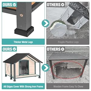   Outdoor-Dog-HouseWeatherproof-Wooden-Dog-Shelter-for-Small-to-Medium-Sized-DogsIron-Frame-Indoor-Outdoor-DoghousePuppy-KennelPets-Warm-House-in-Winter-with-Large-Porch