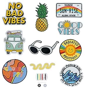 Opstrijkbare patches voor kleding | Set van 10 Esthetische 100% geborduurde patches voor rugzakken, patches voor jassen…